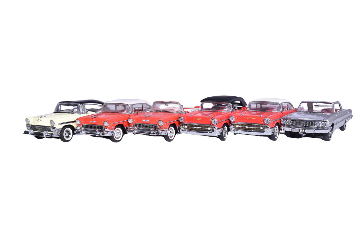 3249 - Six Franklin Mint 1:24 Die Cast 1950s/60s Chevrolet Models thumbnail