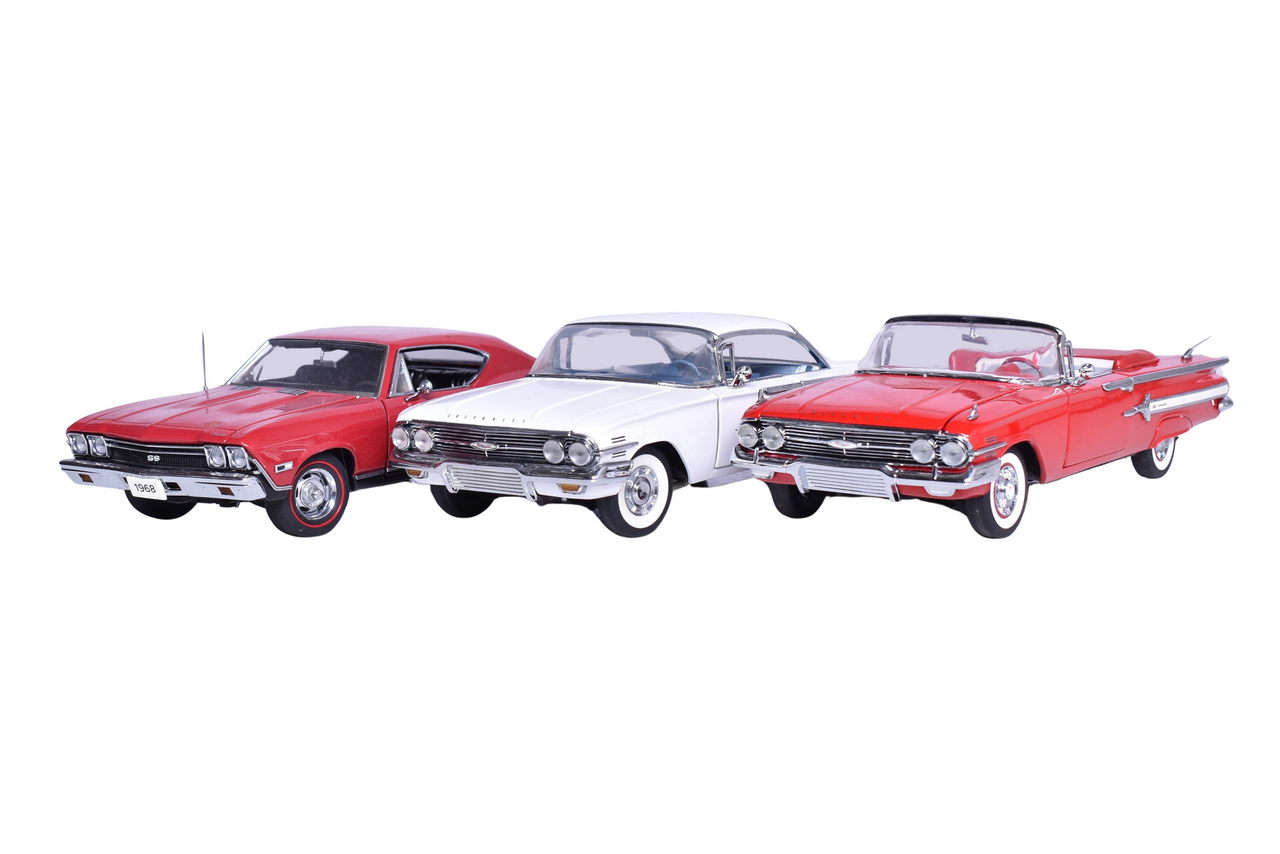 3252 - Three Franklin Mint, Danbury Mint 1:24 Die Cast 1960s Chevrolet Models thumbnail