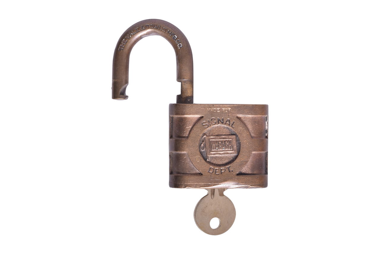 6022 - Yale Wabash Railroad Brass Signal Department Lock with Key thumbnail