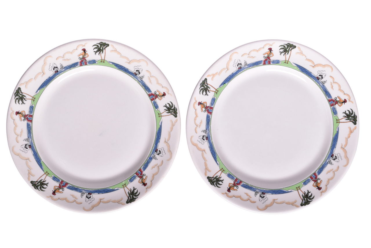 6025 - Pair of Illinois Central Railroad China Pirate Dinner Plates thumbnail