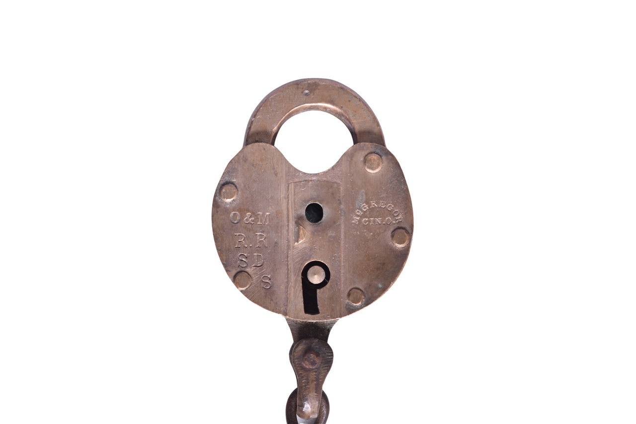 6026 - Brass Ohio and Mississippi Railway Railroad Lock thumbnail