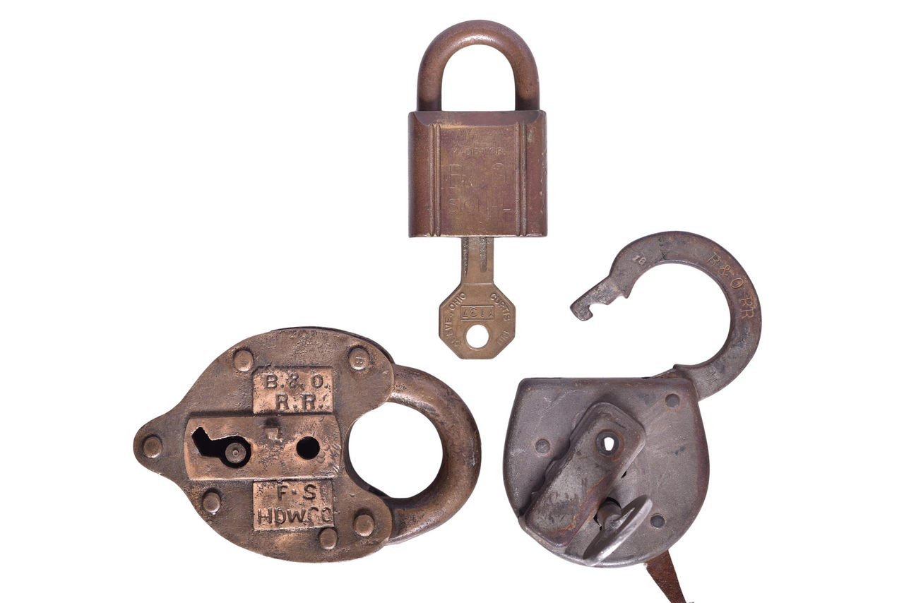 6030 - Trio of Baltimore and Ohio Locks - F-S Hardware, Yale thumbnail