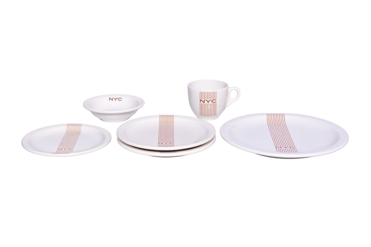 6033 - Six Pieces of New York Central Railroad China Mercury Cup, Plates, and Sauce Bowl thumbnail