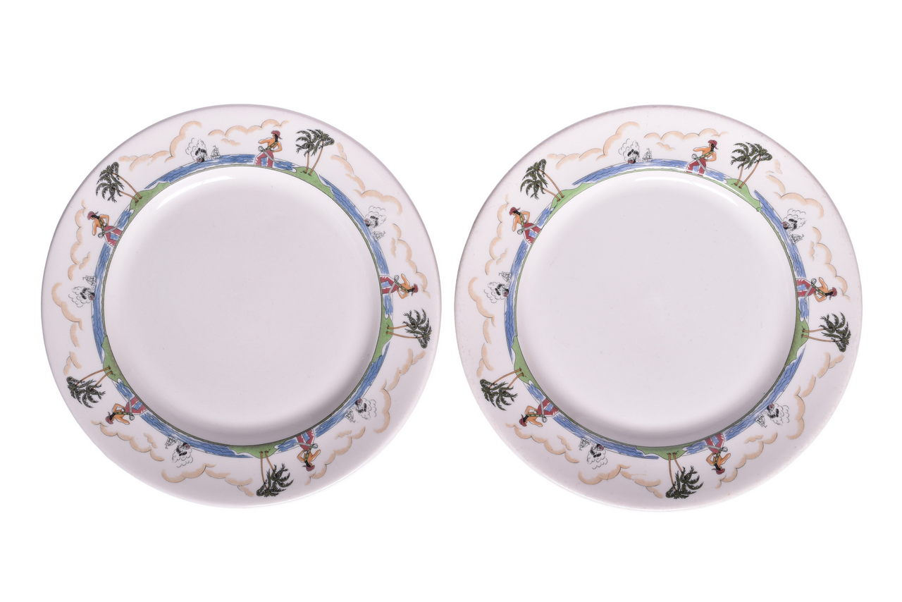 6045 - Pair of Illinois Central Railroad China Pirate Dinner Plates thumbnail