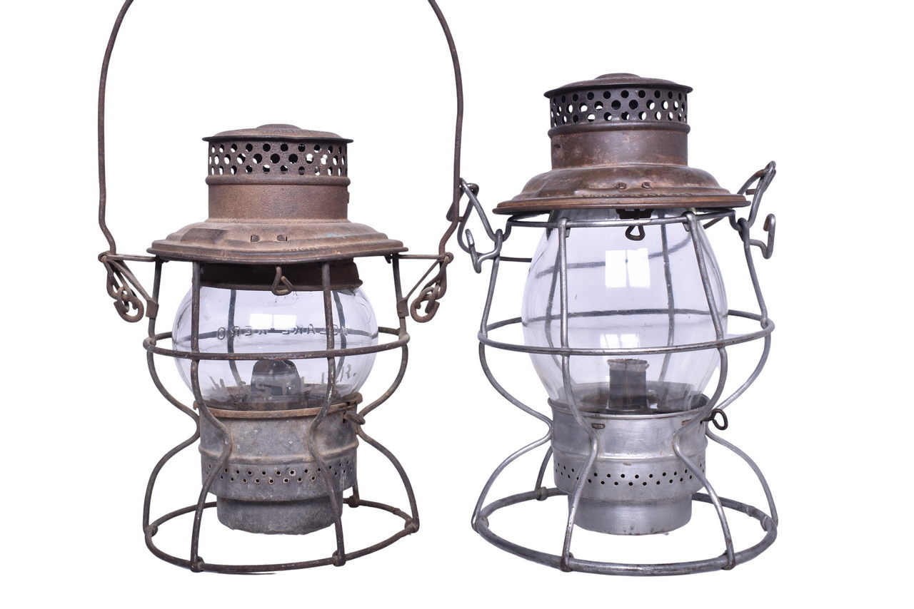 6048 - Pair of Adlake Railroad Lanterns - Cedar Rapids & Iowa Central and Minneapolis & St. Louis thumbnail