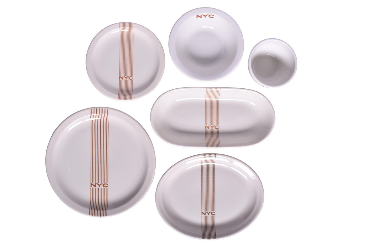 6073 - Group of New York Central Railroad China Mercury Plates, Celery Tray, Oval Platter, Bowl, and Bouillon Cup thumbnail