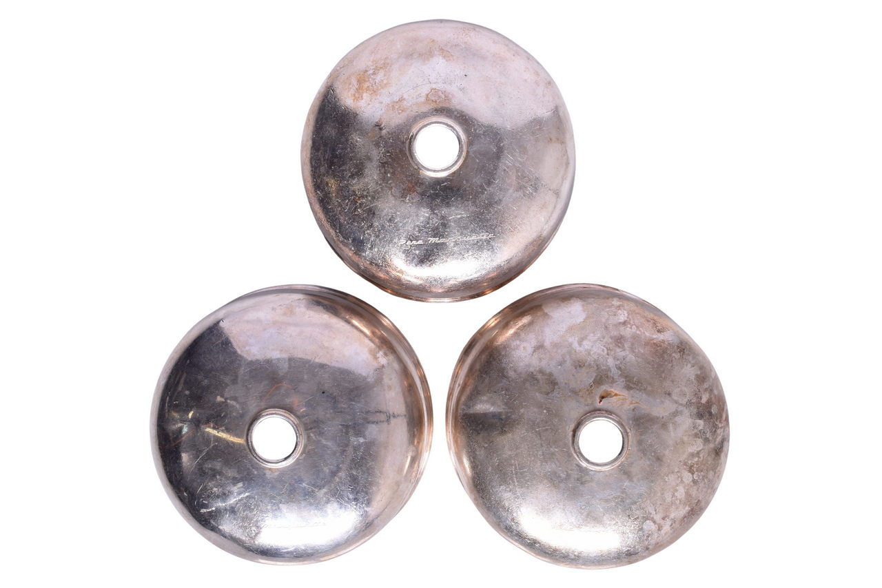 6089 - Three R. Wallace Pere Marquette Railroad Silver Hot Food Covers - 1946 thumbnail