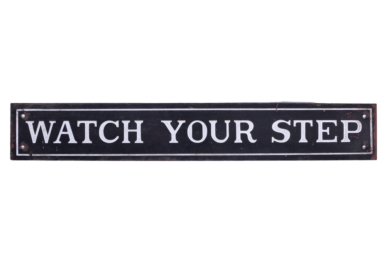 6092 - Porcelain Watch Your Step Railroad Passenger Car Sign thumbnail