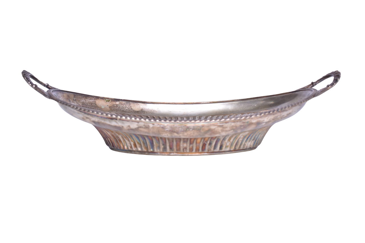 6097 - Harrison Bros. Atchison, Topeka & Santa Fe Railroad Silver Serving Tray or Bread Bowl thumbnail