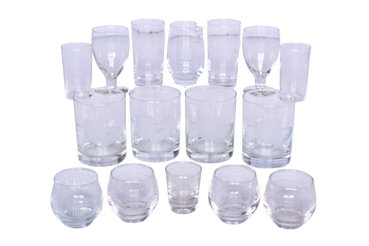 6109 - Sixteen Pieces of Union Pacific Railroad Glassware - Rocks Glasses, Shot Glass, Cocktail Set, Etc. thumbnail