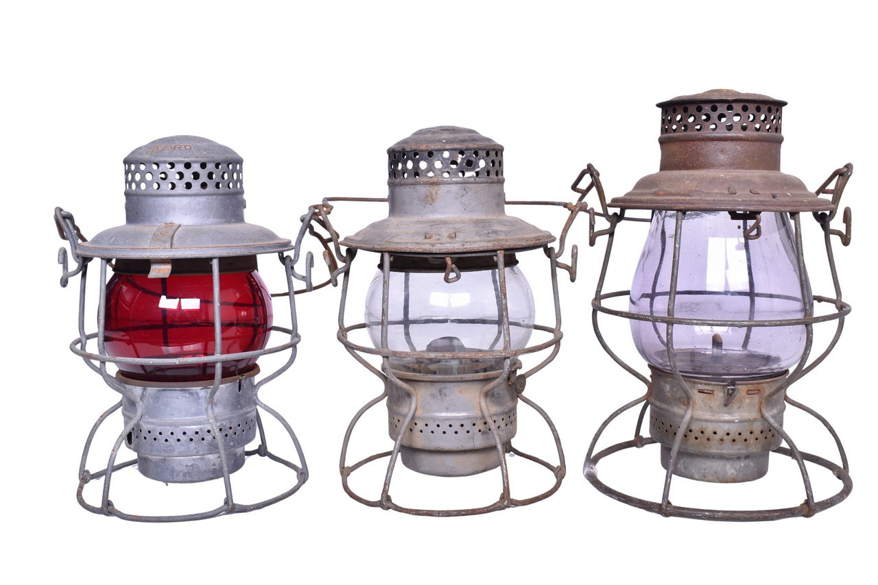 6118 - Trio of Adlake Pennsylvania Railroad Lanterns - Reliable, Kero, and Adams & Westlake thumbnail