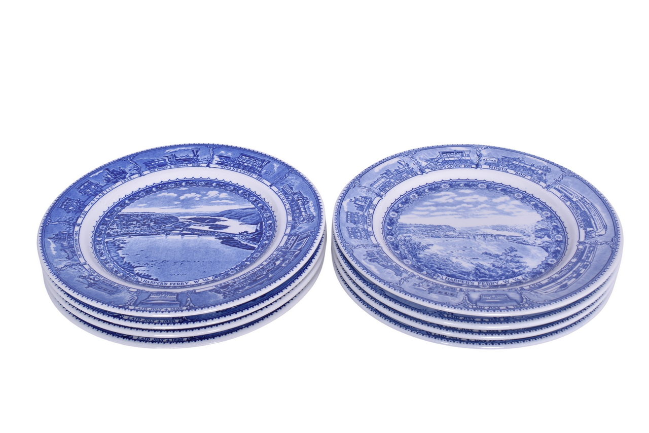 6133 - Eight Baltimore & Ohio Railroad China Centenary Harper's Ferry Plates 10 1/2