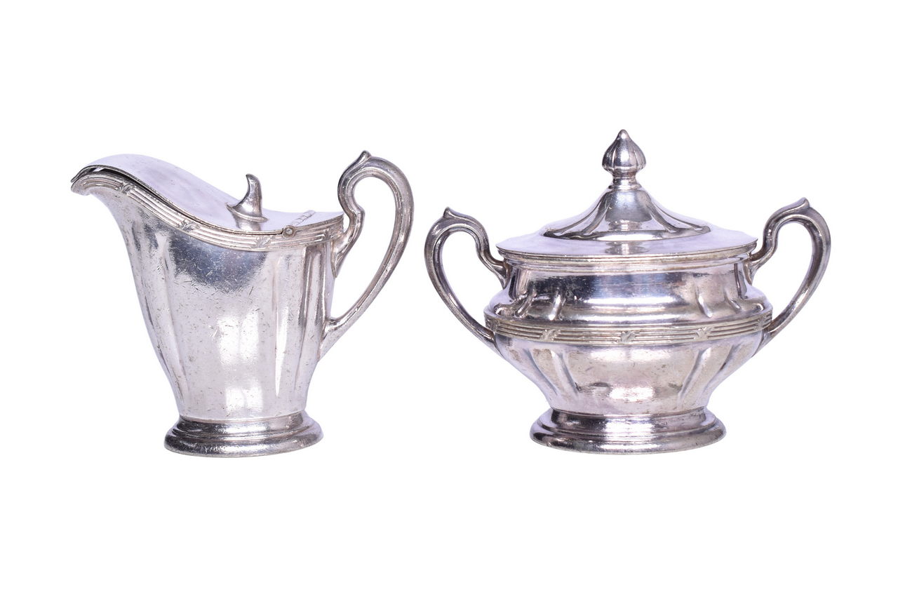6155 - Pair of R. Wallace Rock Island Lines Railroad Silver - Sugar Bowl and Syrup Pitcher thumbnail