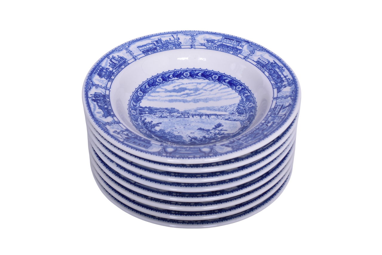 6159 - Eight Baltimore & Ohio Railroad China Centenary Wide Rim Soup Bowls 9