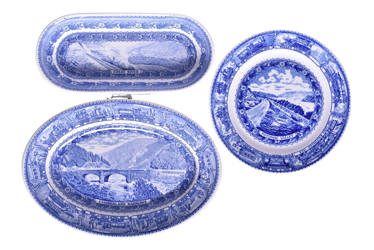 6173 - Three Pieces of Baltimore and Ohio Railroad China Centenary Oval Platter, Celery Tray, and Plate thumbnail