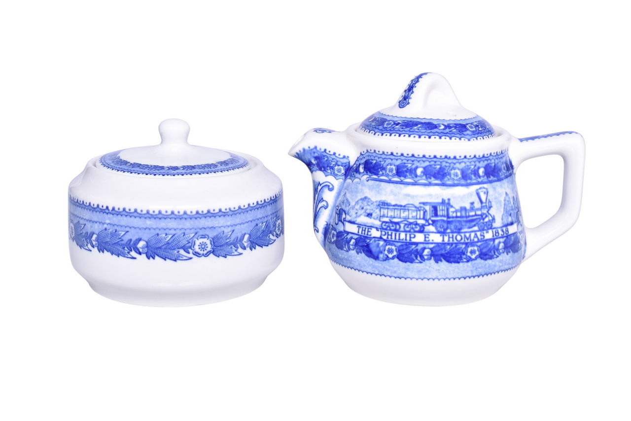 6177 - Baltimore & Ohio Railroad China Centenary Teapot and Covered Sugar Bowl thumbnail