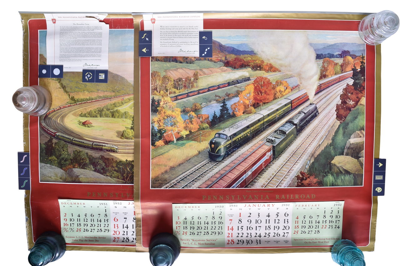 6194 - Pair of Pennsylvania Railroad Wall Calendars 1951 Main Lines of Commerce and 1952 The Horseshoe Curve thumbnail