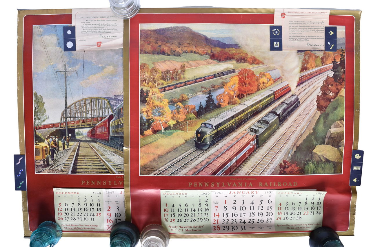 6196 - Pair of Pennsylvania Railroad Wall Calendars 1949 Main Lines - Freight and Passenger and 1951 Main Lines of Commerce thumbnail