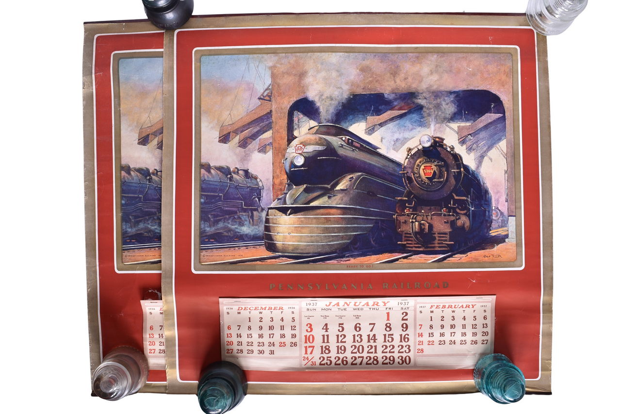 6200 - Pair of Pennsylvania Railroad Wall Calendars - Two 1937 Ready To Go! Calendars thumbnail