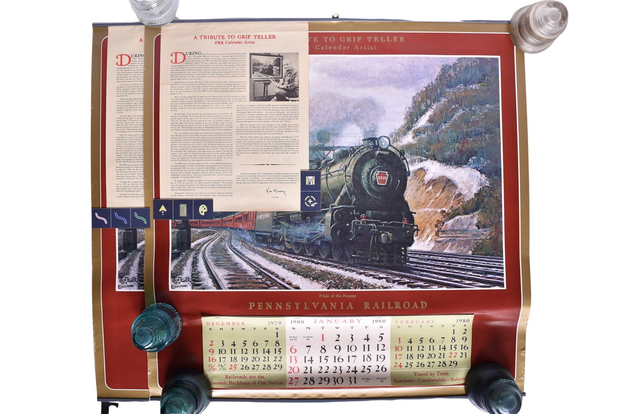 6208 - Pair of Pennsylvania Railroad Wall Calendars - Two 1980 Pride of the Pennsy Calendars thumbnail