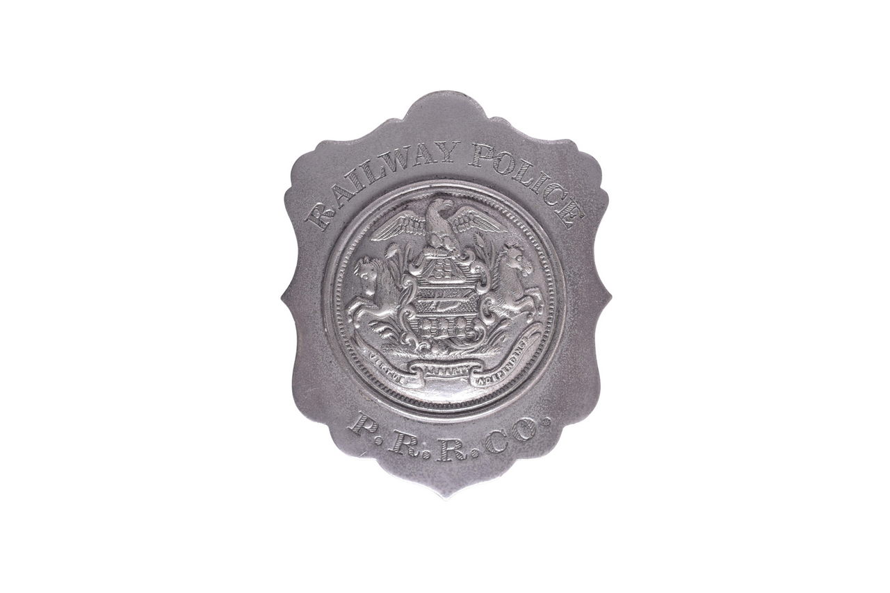 6235 - Pennsylvania Railroad Police Breast Badge - F.G. Clover Co. / American Railway Supply thumbnail