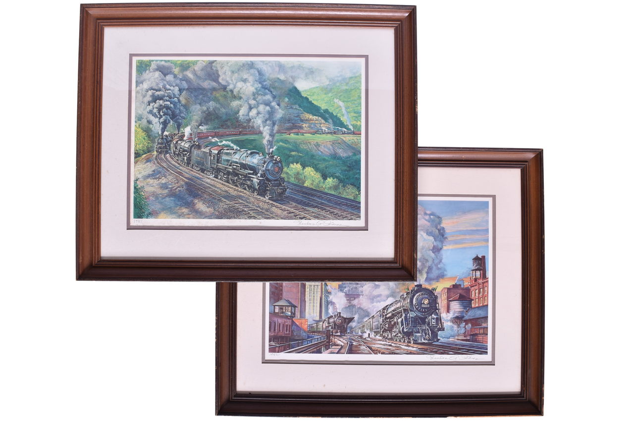6244 - Pair of Signed Theodore Xaras Art Prints - Pennsylvania Railroad and New York Central thumbnail