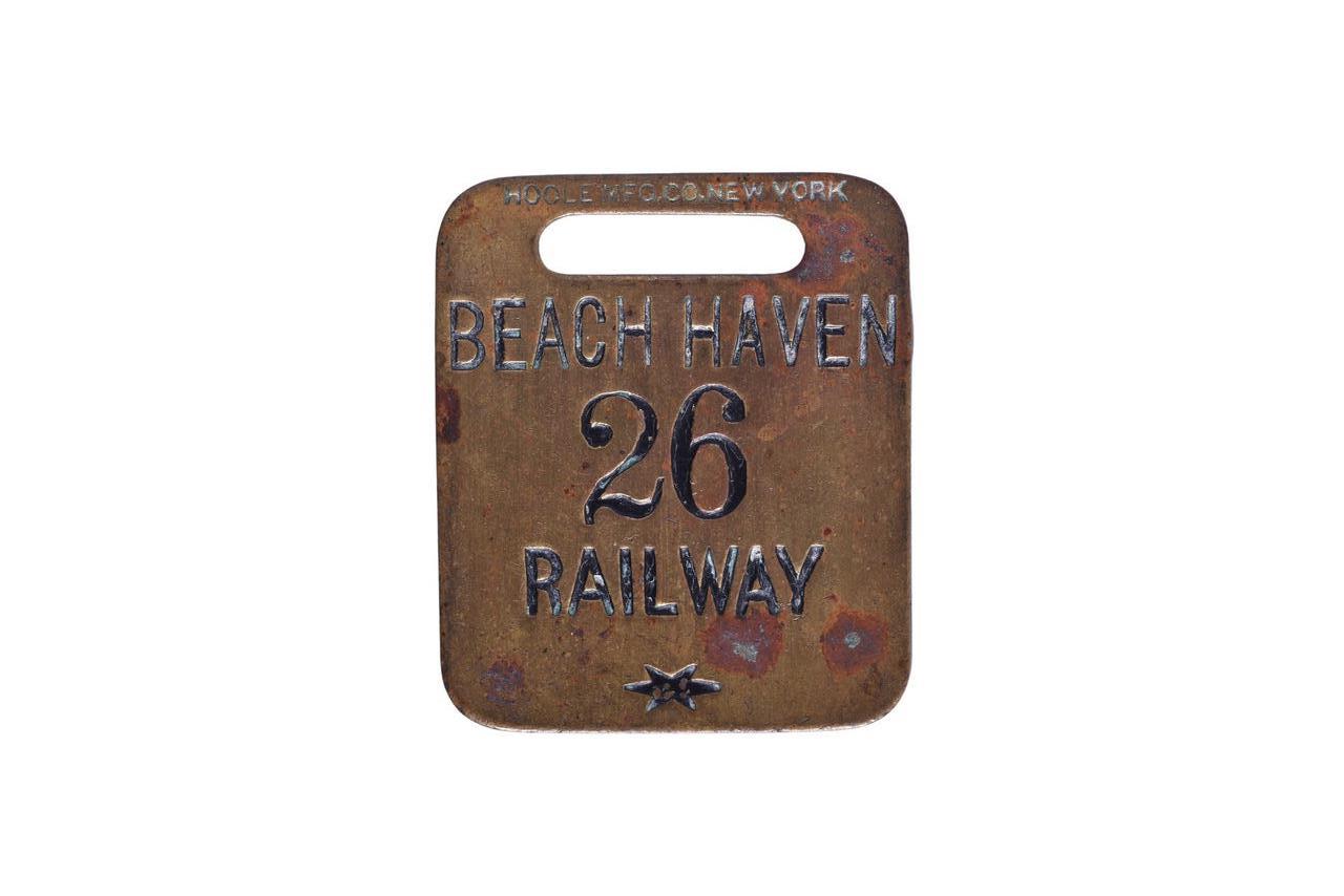 6281 - Beach Haven Railway Brass Luggage Tag - Hoole Manufacturing Co. thumbnail