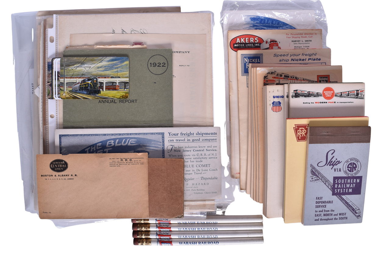 6291 - Assorted Railroad Employee Paper Stationery and Ephemera - Pennsylvania, New Jersey Central, Wabash, Southern, Etc. thumbnail