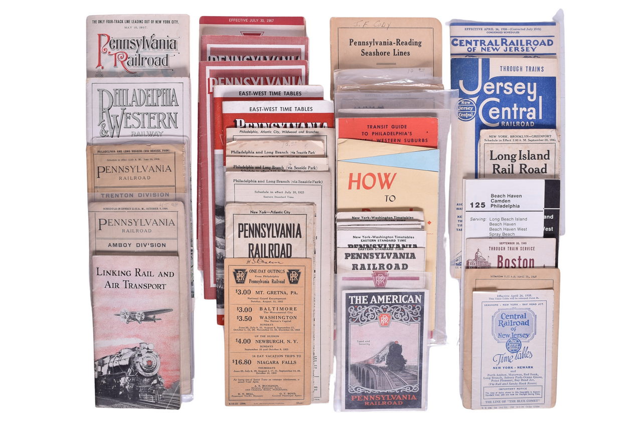 6292 - Fifty Northeast Railroad Timetables and Paper - 1897 to 1986 - Pennsylvania, New Jersey Central, Lehigh Valley, Etc. thumbnail