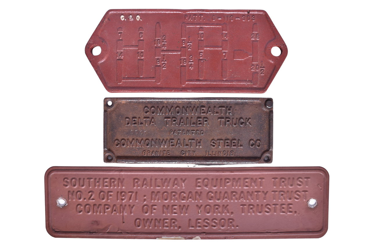 6400 - Three Railroad Plates - Southern Railway Trust Plate, Chesapeake and Ohio Brake Diagram thumbnail
