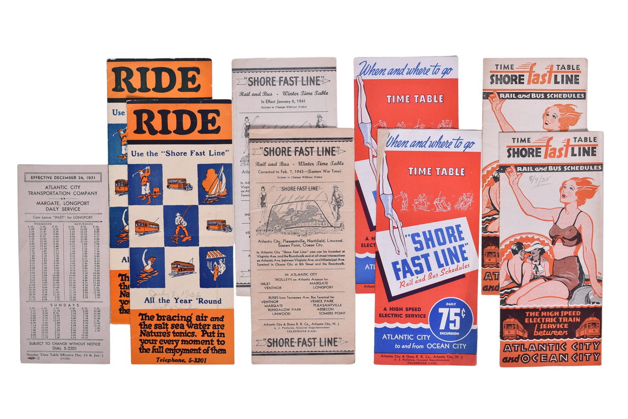 6425 - Nine Atlantic City & Shore Railroad Timetables and Brochures - 1935 to 1951 thumbnail