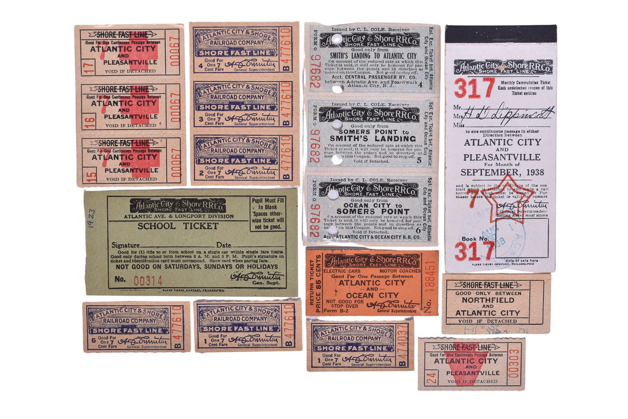 6429 - Collection of Atlantic City & Shore Railroad Tickets - Shore Fast Line thumbnail