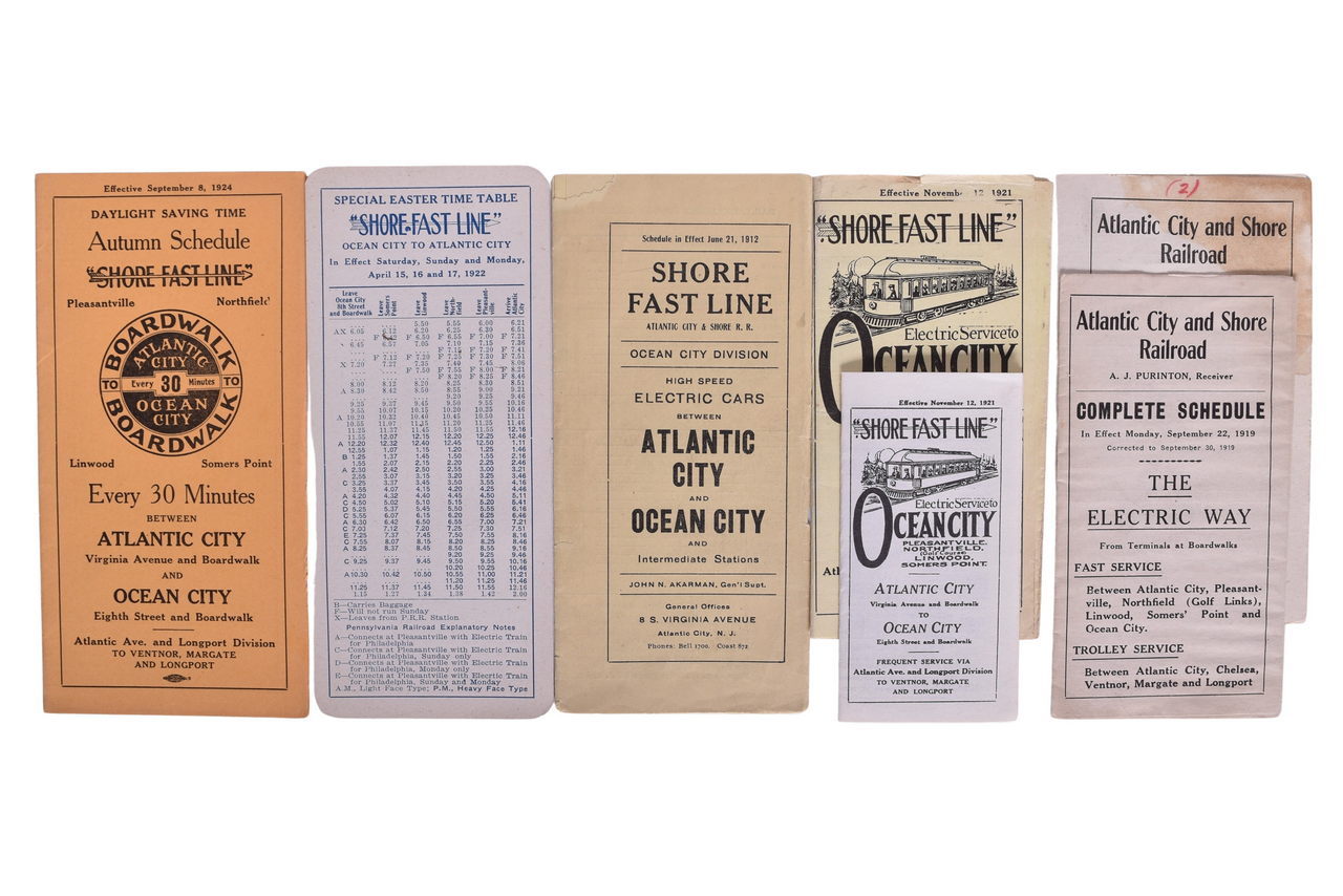 6437 - Seven Atlantic City and Shore Railroad Timetables - 1912 to 1924 thumbnail