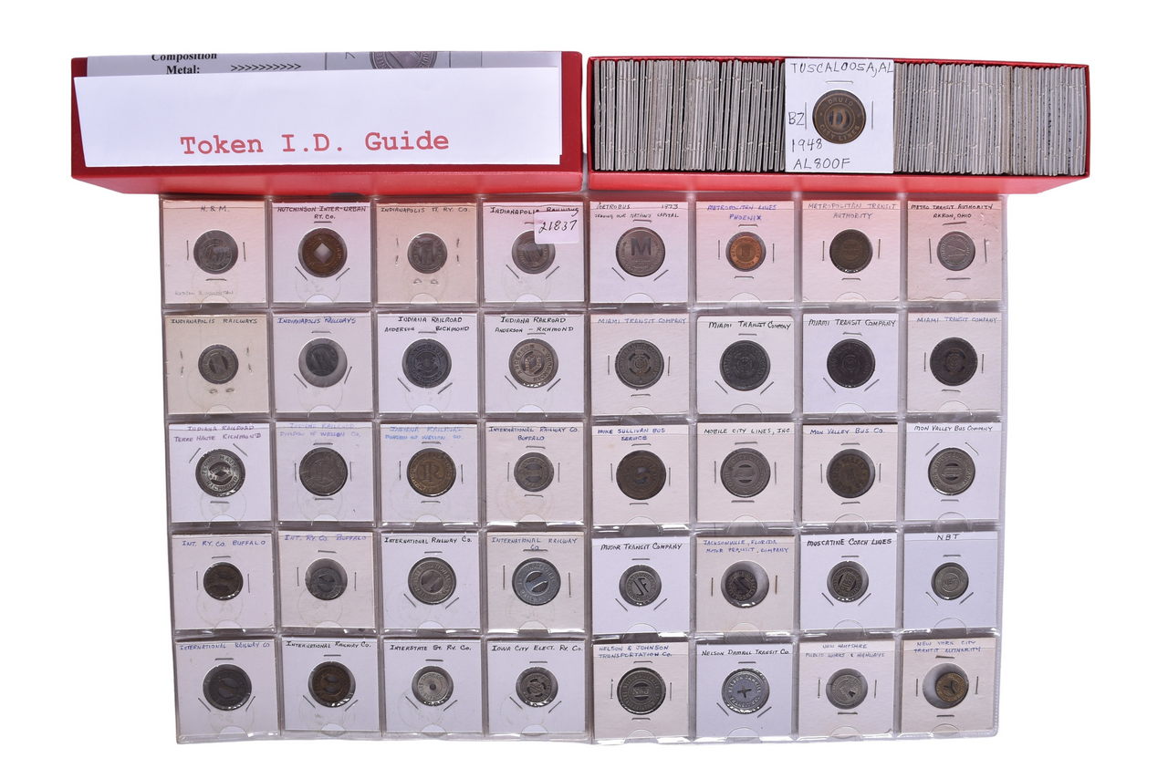 6441 - Nearly 140 American Transit or Transportation Fare Tokens - 1918 to 1980s thumbnail