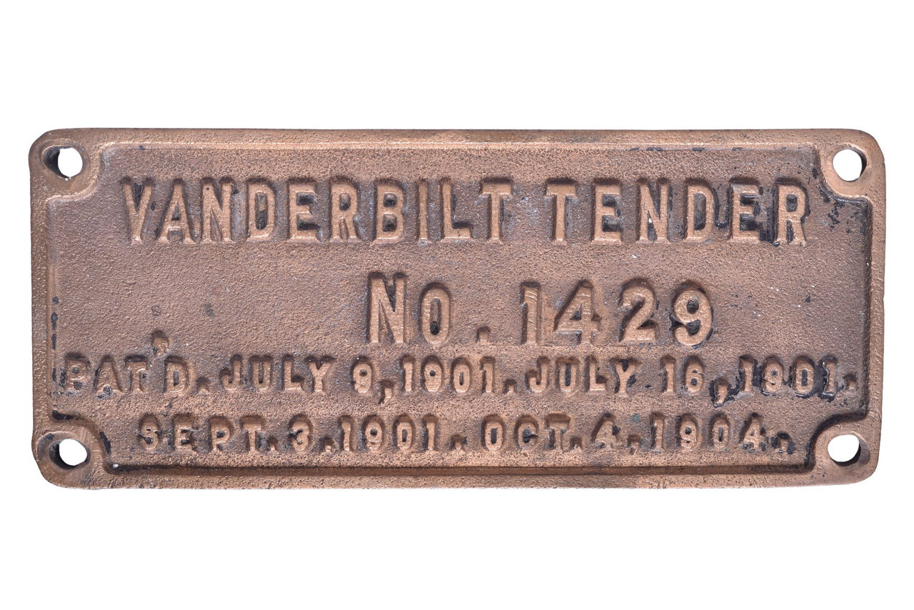 6446 - Union Pacific Locomotive Number 1421 Brass Vanderbuilt Tender No. 1429 Plate thumbnail
