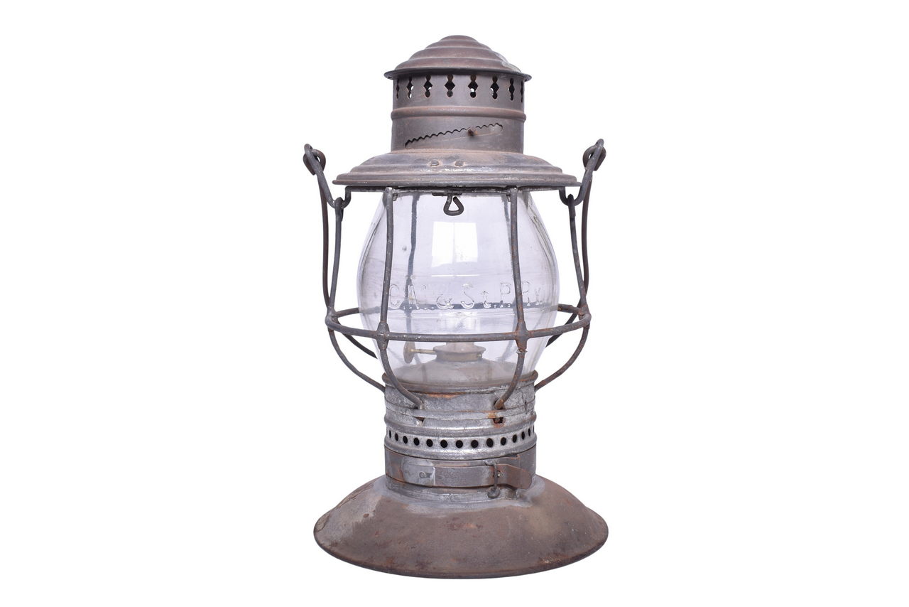 6448 - Chicago Milwaukee and St. Paul Railway Brass Top / Bell Bottom Lantern with Clear Cast Globe thumbnail