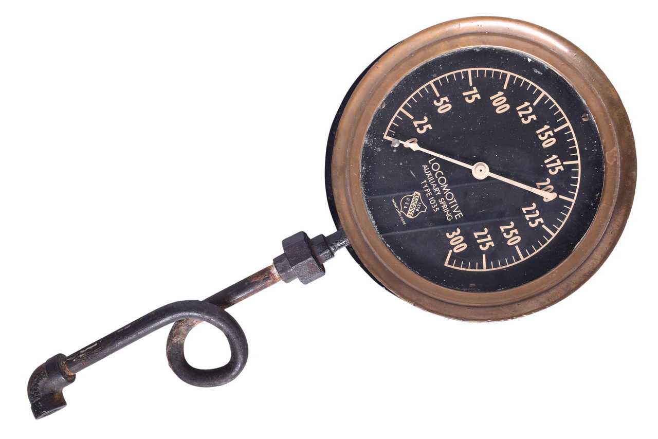 6454 - Ashcroft Locomotive Boiler Pressure Gauge - Auxiliary Spring Type 1035 thumbnail