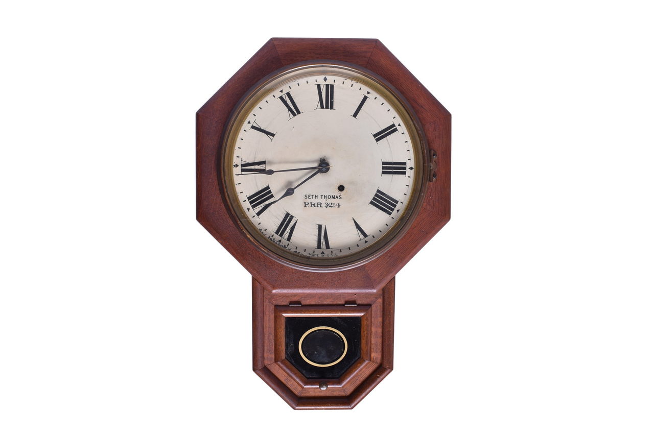 6463 - Seth Thomas Pennsylvania Railroad #3214 Bellaire Station Depot Wall Clock thumbnail