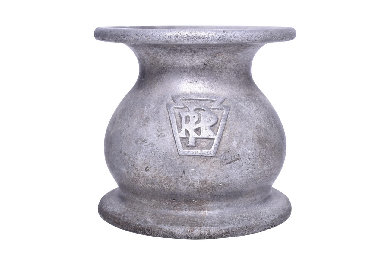 6465 - Pennsylvania Railroad Aluminum Spittoon w/ Keystone Herald thumbnail