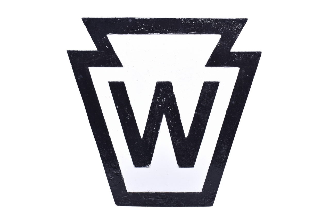 6476 - Pennsylvania Railroad Cast Iron Keystone Whistle Sign thumbnail