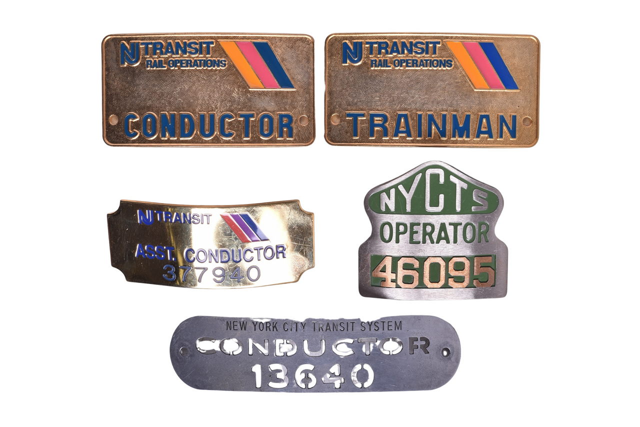 6490 - Five New Jersey Transit and New York City Transit System Cap Badges thumbnail