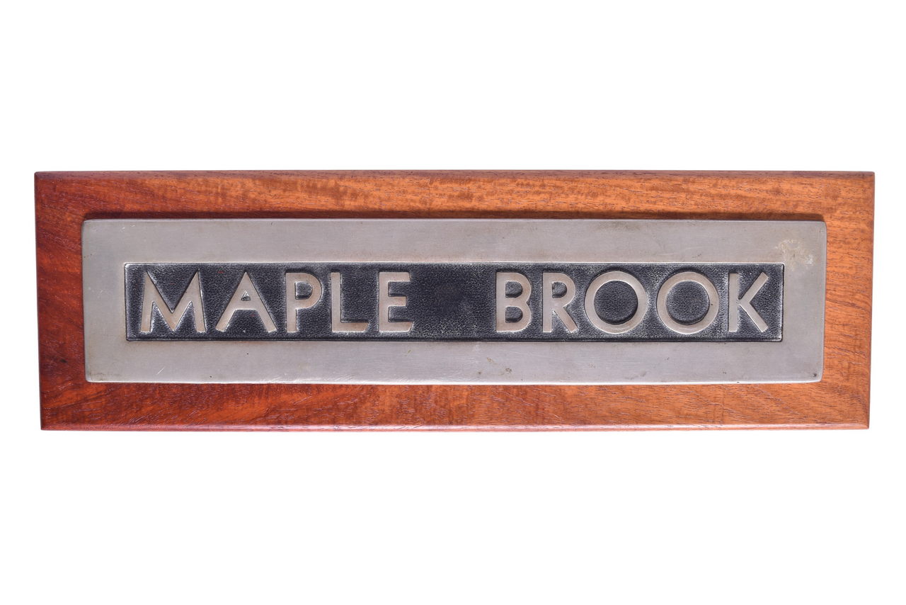 6513 - Pennsylvania Railroad #8024 Maple Brook Pullman Sleeper Car Metal Name Plate thumbnail