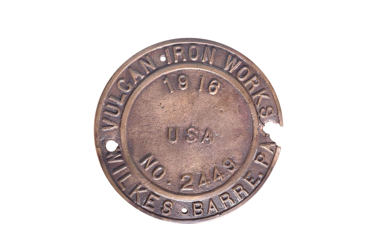 6514 - Vulcan Iron Works 0-4-0 H.S. Kierbaugh Locomotive Builders Plate thumbnail