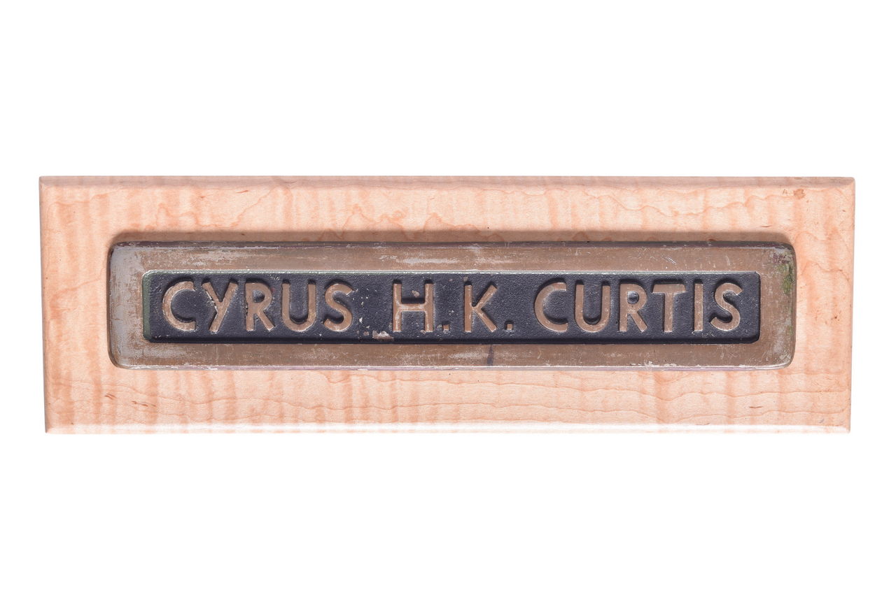 6515 - Pennsylvania Railroad #8308 Cyrus H.K. Curtis Pullman Sleeper Car Metal Name Plate thumbnail