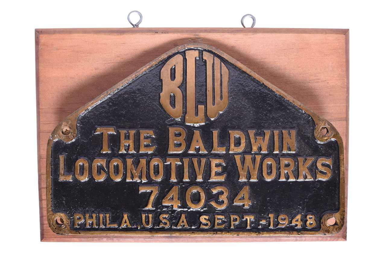 6518 - Baldwin Locomotive Works C&O / N&W C16 B 0-8-0 Steam Locomotive Builders Plate thumbnail