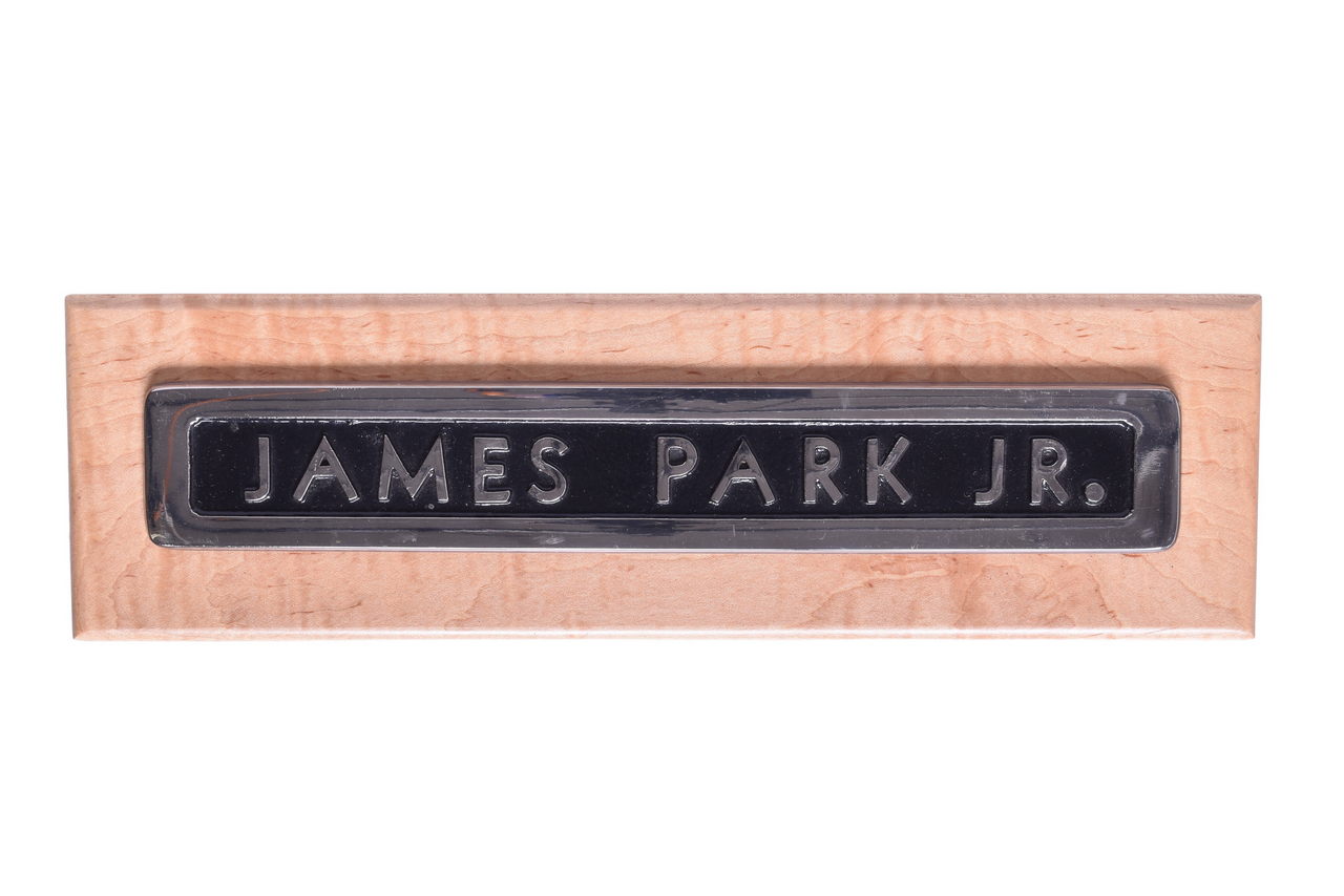 6521 - Pennsylvania Railroad #8330 James Park Jr. Pullman Sleeper Car Metal Name Plate thumbnail