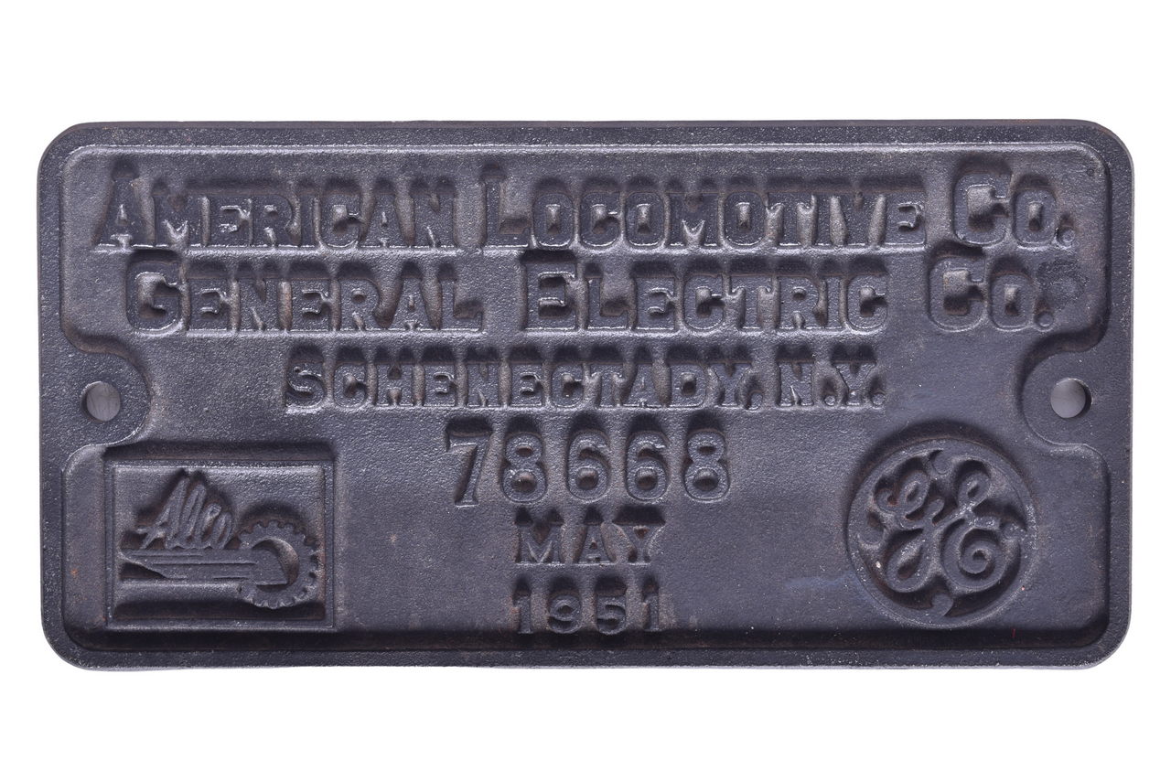 6523 - ALCO Pennsylvania Railroad FB-2 #9616B Locomotive Builders Plate thumbnail