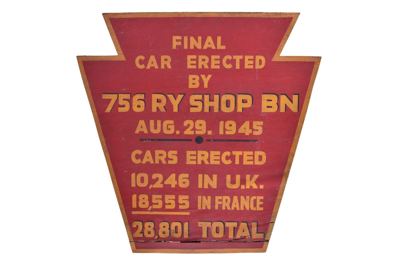 6547 - Pennsylvania Railroad Wooden Plaque Commemorating the 756th Railway Shop Battalion thumbnail