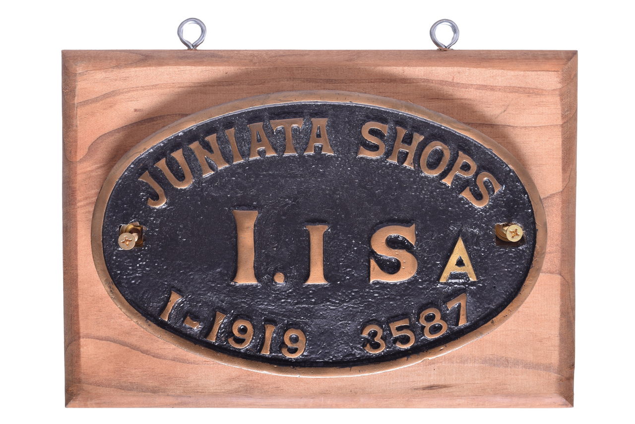 6550 - Juniata Shops Pennsylvania Railroad I1SA 2-10-0 Locomotive Builders Plate thumbnail
