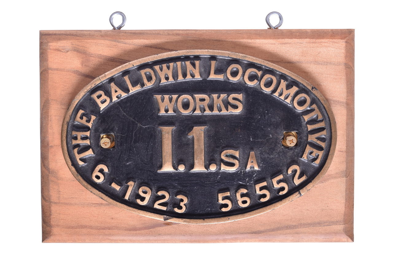 6552 - Baldwin Locomotive Works Pennsylvania Railroad I1SA 2-10-0 Locomotive Builders Plate thumbnail